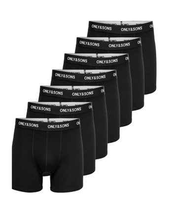 Onsfitz Solid Black Boxer 7-Pack Black ONLY & SONS