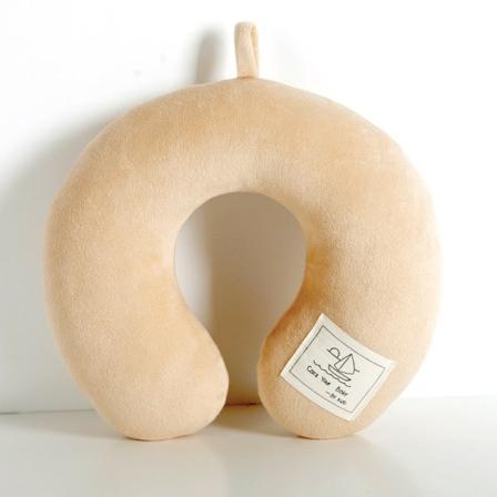 Mjuk bekväm resekudde Pp bomull U-formad Supermjuk nackkudde Coffee Color 28*28cm