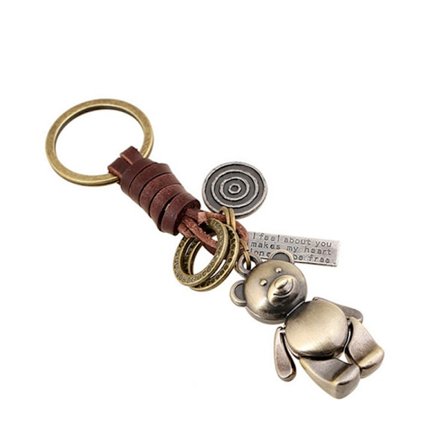 Björnnckelring i metall, söt liten present till barn och kvinnor