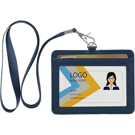 ID-holder, kortspor og mykt flatt nylonhalsbånd (marineblå)