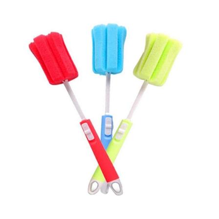 3-pack vattenflaskkvast med skumspons och justerbart långt handtag, mjuk rengöringsborste för babyflaskor, koppar (slumpmässiga färger)
