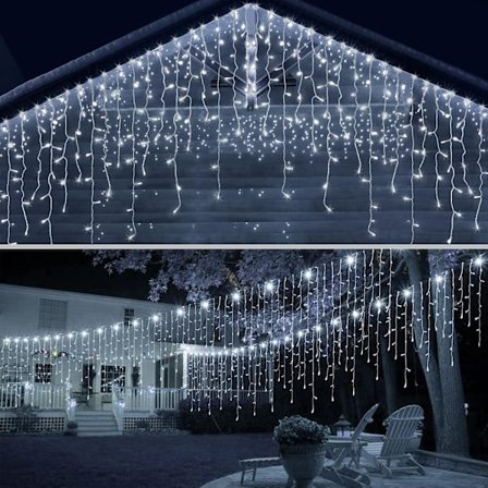 5M 216 LED Udendørs Gardinlys, Indendørs Gardinlys, Vandtæt Lysgardin, Havedekorationslys til Indendørs og Udendørs Rumdekoration til Jul