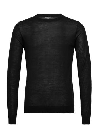 Charles Crew Neck Strikkegenser M. Rund Krage Svart Bruuns Bazaar