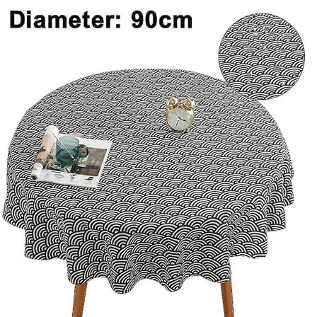 Round Shape Tablecloth Wrinkle Free Anti-fading Tablecloths Outdoor