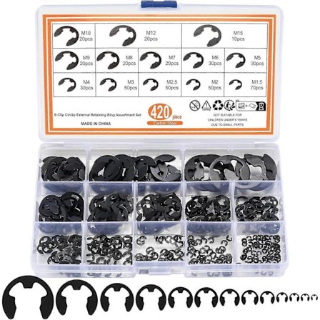 420 st E-clips, Låsringar, Externa låsringar E-clips - Sortimentssatser