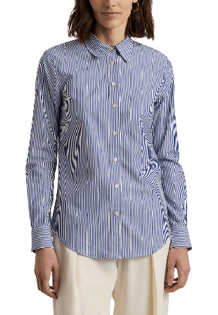 Lauren Ralph Striped Easy Care Cotton Shirt Skjortor Dam Blå M