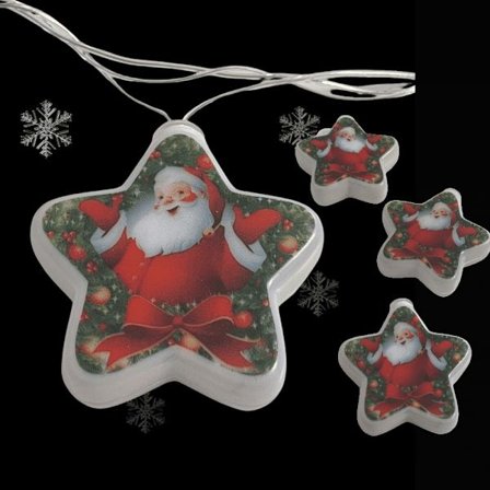 LED Lysslinge 10 stk. Julemænd Stjerner 2,5 m med Gran og Rosette