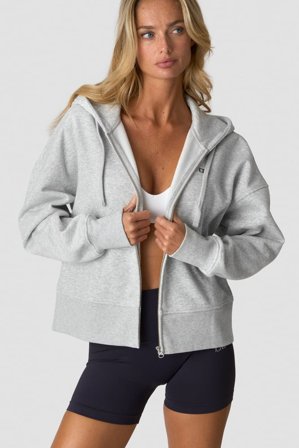 ICANIWILL - Everyday Boxy Zipper Hoodie Light Grey Melange - Damen - ICIW