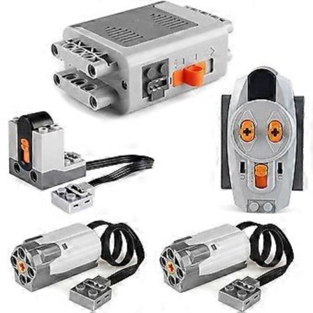 5 kpl Power Function -moottoroidut rakennuspalikat Power Kit 2 keskikokoista moottoria, 1 paristokotelo, 1 IR-kaukosäädin