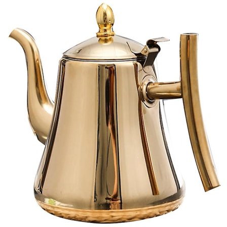 Rustfritt stål tekanne, 1L tekanne med avtakbar infuser