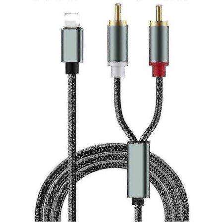 Xh Lightning till RCA-kabel Audio Aux Adapter, Stereo Y Splitter Adapter för Vissa Iphone, Ipad för Effektförstärkare, Bil, Hemmabio -Yx