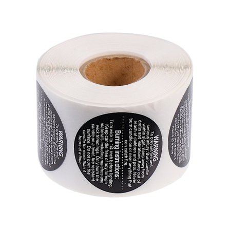 500 stk klistremerker for stearinlys med advarsel om smeltet voks (3,8 x 3,8 cm, svart)