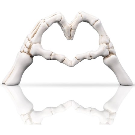 Vit Skalle Par Staty, Hand Gest Kärlek Ornament - Bröllop & Heminredning för Skrivbord, Hylla & Soffbord