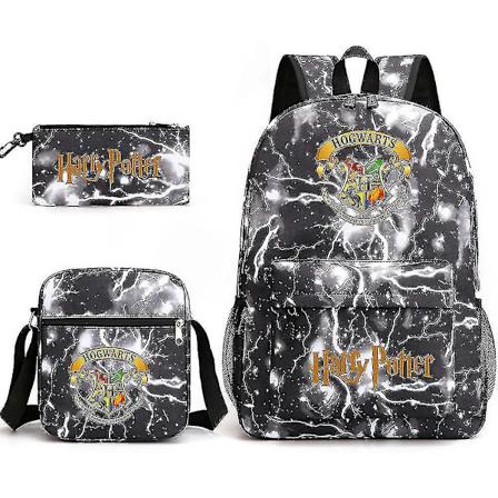 Børns Harry Potter Tredelt Skole Taske Trykt Stor Kapacitet Udendørs Rygsæk #1 lightning black