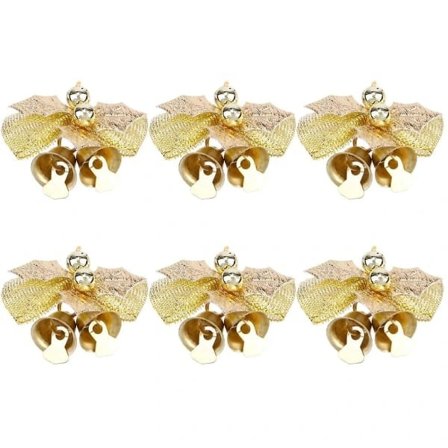 6 stk. Julerosetter med klokker Mini rosettdekorasjoner Håndverk Gave rosetter helg