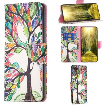 Lompakkokotelo Samsung Galaxy XCover 7 - Värikäs Puu