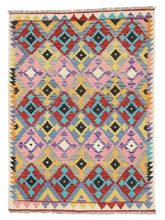 Kilim Afghan Old Style Rug 133X181 Orange/Dark Red Wool, Afghanistan