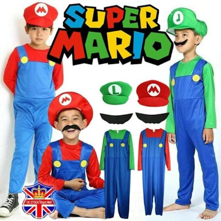 Barn Super Mario kostym fancy dress party kostym hatt set