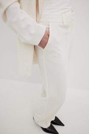 NA-KD Classic Pantalon de tailleur droit à taille mi-haute - Pantalon droit - OffBlanc - EU 42