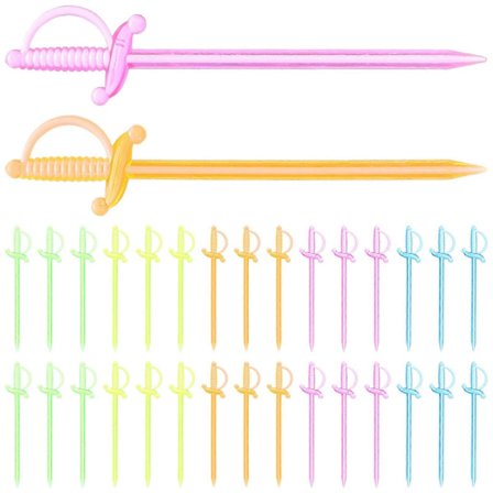 Cocktailpinner med sverdform for festbruk Assortert farge Matvaregodkjent materiale Sikker og 200 stk (FMY)