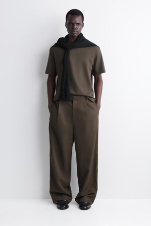 COS Homme T-Shirt Décontracté En Coton Et Lin in Marron