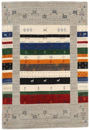 Loribaf Loom Designer 120X180 Lille Grå/Multicolor Uldtæppe