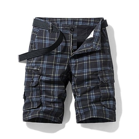Herr Rutig Shorts Midja Lös Mångsidig Twill Cargoshorts