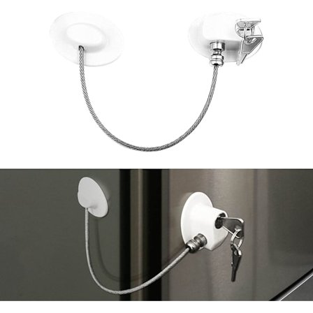 Kyl- och frysskåpslås med nycklar - Rostfritt - Kraftigt 3M-lim (Zin