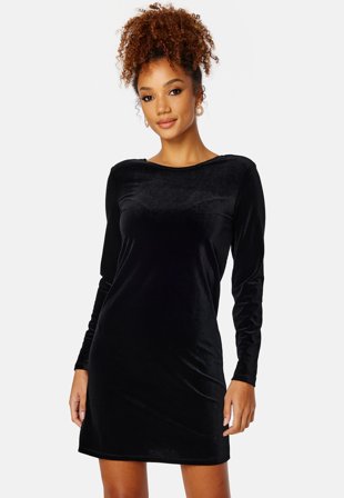 VILA Velvo Deep Back L/S Dress Black Klær