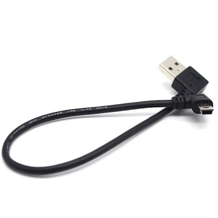 USB B-typ Mini 5-stifts Hane Rät Vinkel 90 Grader till USB 2.0 Hane Kabel 30cm
