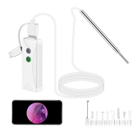 Wifi Otoskop - 3,9 mm HD USB Trådlös Endoskop Öronrengöring Inspektionskamera Set med 6 LED-lampor för iPhone, Android, surfplatta