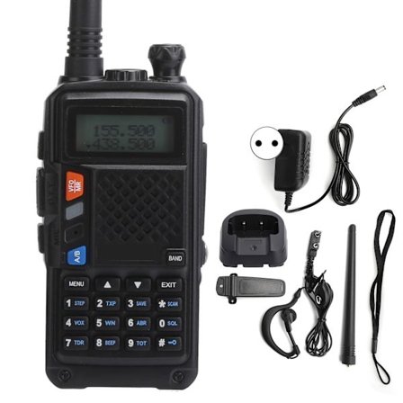 Bärbar Walkie Talkies Kit Handhållen LCD-display Walky Talky med Baksida Klipp 100‐240V Svart EU-kontakt 100‐240V