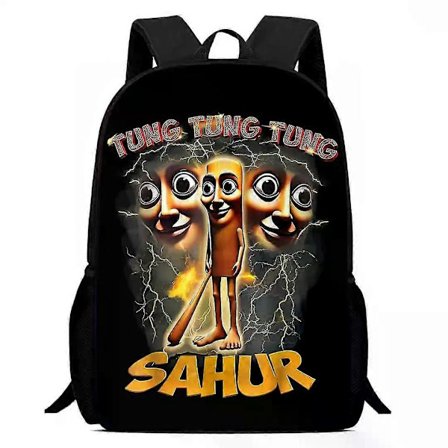 Skoltaske Tralalero Tralala Rygsæk Tungtung Sahur Brainrot Børn Skoletasker Børn Udendørs Sports Rygsæk Rejse Anime Rygsæk Gave-XF29-