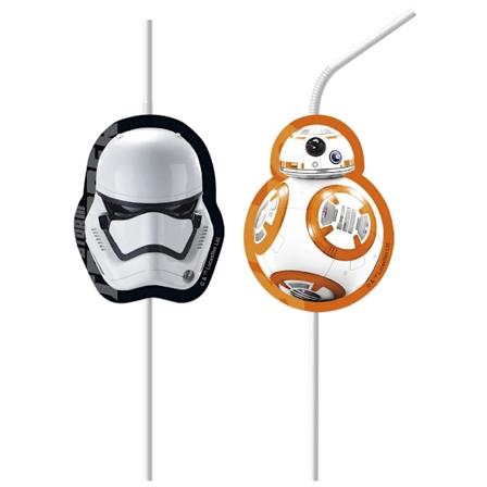Star Wars: The Force Awakens Medaljong Engångssugrör (Förpackning White/Black/Orange One Size