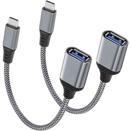 USB-C - USB A 30 OTG -sovitin, 2 kpl Type C uros - A naaras -kaapeleita, yhteensopiva Galaxy S24:n, iPhone 16 Pro/15:n, iPad Pron, Huawei P30:n kanssa