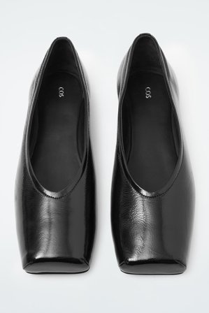 COS Women's Square Toe Ballet Flats in Black