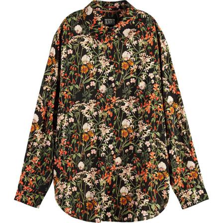 Scotch & Soda Printed relaxed shirt , Bruin , Dames , Maat: L
