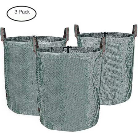 3 Haveposeposer af Robust PP - Selvstående og Foldbar - Affaldsposer til Haveaffald, Blade, Græs, Planter