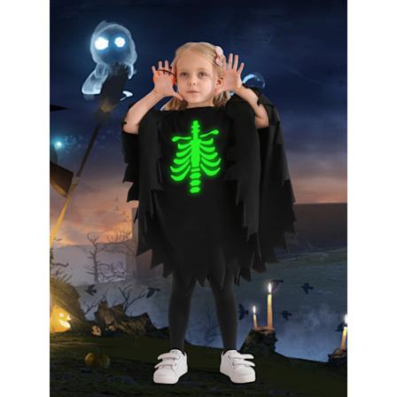 GYRATEDREAM Halloween Spøgelseskappe til småbørn, drenge og piger, Halloween-kostumer til børn, 1-6 år glowingskeleton 4