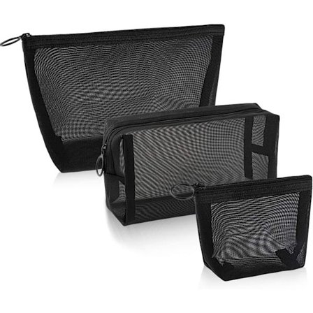 3 kappaleen mesh-kosmetiikkalaukku Mesh-kosmetiikkalaukku Mesh-vetoketjupussi