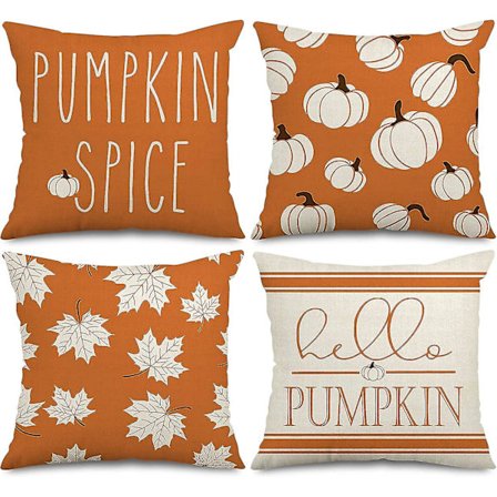 Efterårs Pudebetræk Orange Græskar Lønblade Pudebetræk Græskar Krydderi Hej