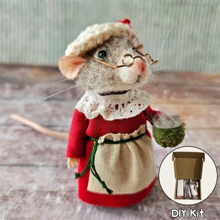 Neulotuista hiirestä valmistettu paketti, käsintehty, jouluhiiri, neulotut hiiret