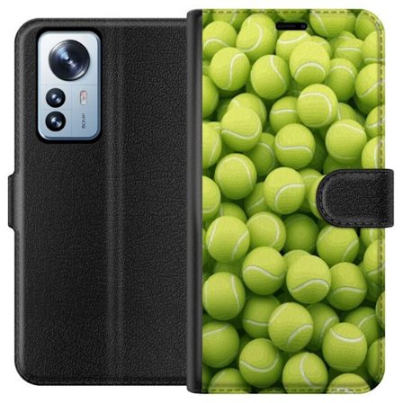 Kompatibel Tegnebogsetui til Xiaomi Xiaomi 12 Pro Mønster af grønne tennisbolde i høj detalje, sporty motiv med gentagende tekstur og stærke farve