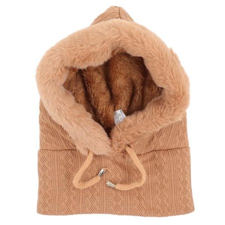 Vinterlue for kvinner, termisk integrert lue, maske, skjerf, kuldebeskyttende hodeplagg for utendørs bruk, khaki