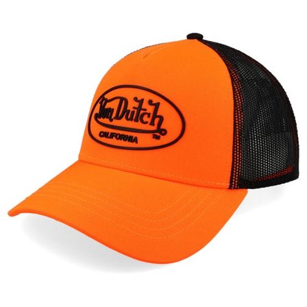 Von Dutch - Orange trucker Keps - Oval Patch Black/Orange A-Frame Trucker @ Hatstore