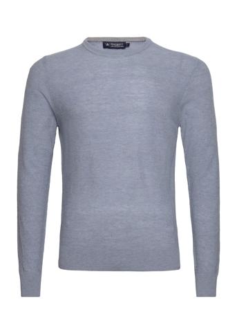 Wsc Textured Crew Strikket Trøje Med Rund Hals Blå Hackett London
