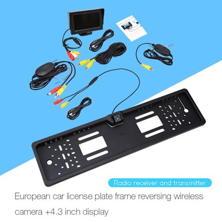 Trådløst bakkamera nummerplade 170 grader 4.3 TFT bilmonitor