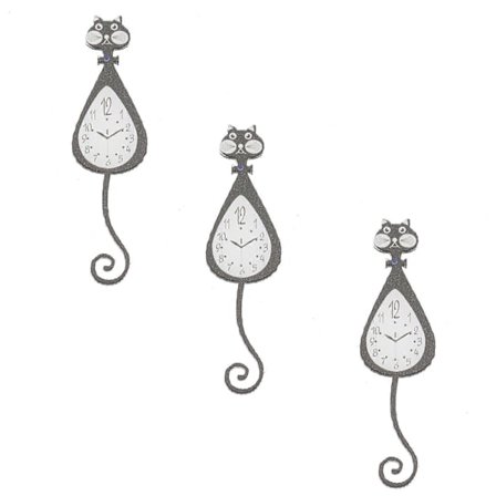 Vardagsrum Klocka Mini Hus Dekoration Kattformad Klocka Heminredning 6x1.2cm Djur Klocka Prop 3Set