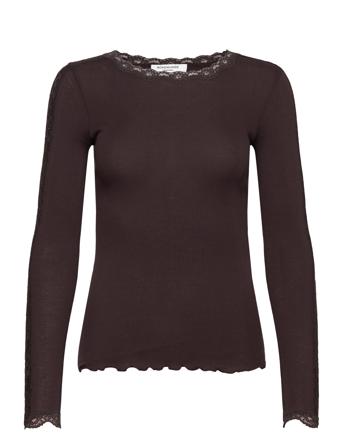 Organic T-Shirt W/ Lace1 Brown Rosemunde