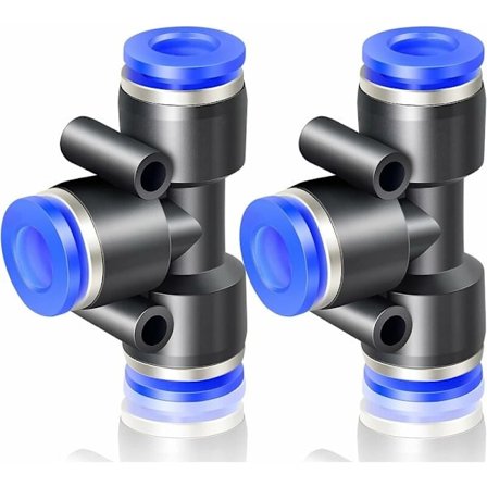 8 stk blå 8mm OD 3-veis T-stykke Push To Connect-fittings (PE-8)